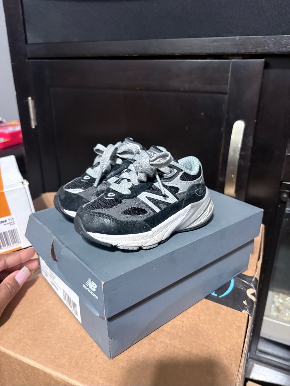 New Balance Kids Black and Gray Athletic Sneakers
